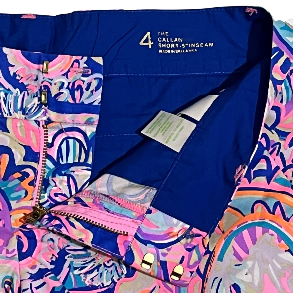 Lilly Pulitzer Callan Blue Currant Drop Me A Lime Print Short Size 4 New - Picture 5 of 7